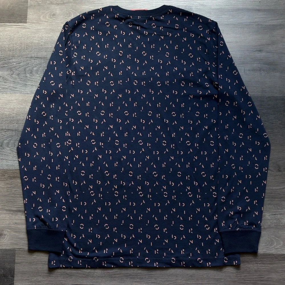 New Nike Air Jordan Jumpman AOP Long Sleeve T-shirt Mens L Navy All Over Print